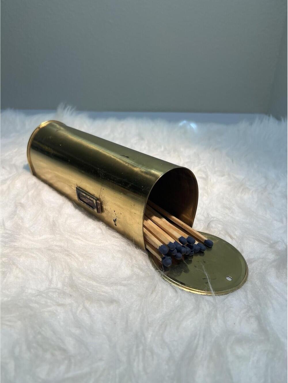 Vintage Brass Matchstick Holder with Striker And Matches
